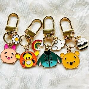 Lot of 4 Winnie the Pooh and Friends Keychains – Winnie, Piglet, Tigger, Eeyore